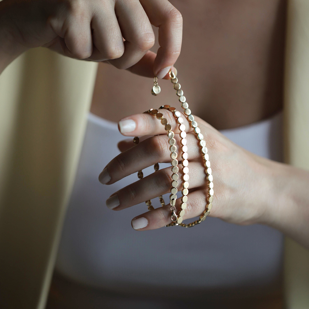 14 Ayar Sarı Altın Geometrik Taşsız Gerdanlık Kolye