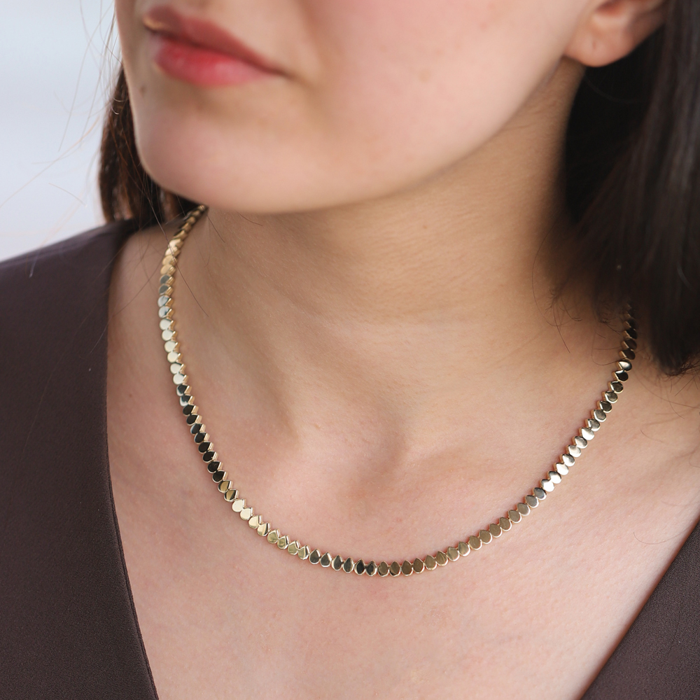 14 Ayar Sarı Altın Geometrik Gerdanlık Kolye