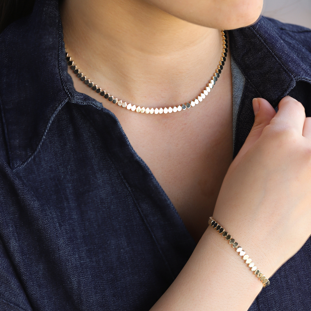 14 Ayar Sarı Altın Geometrik Gerdanlık Kolye