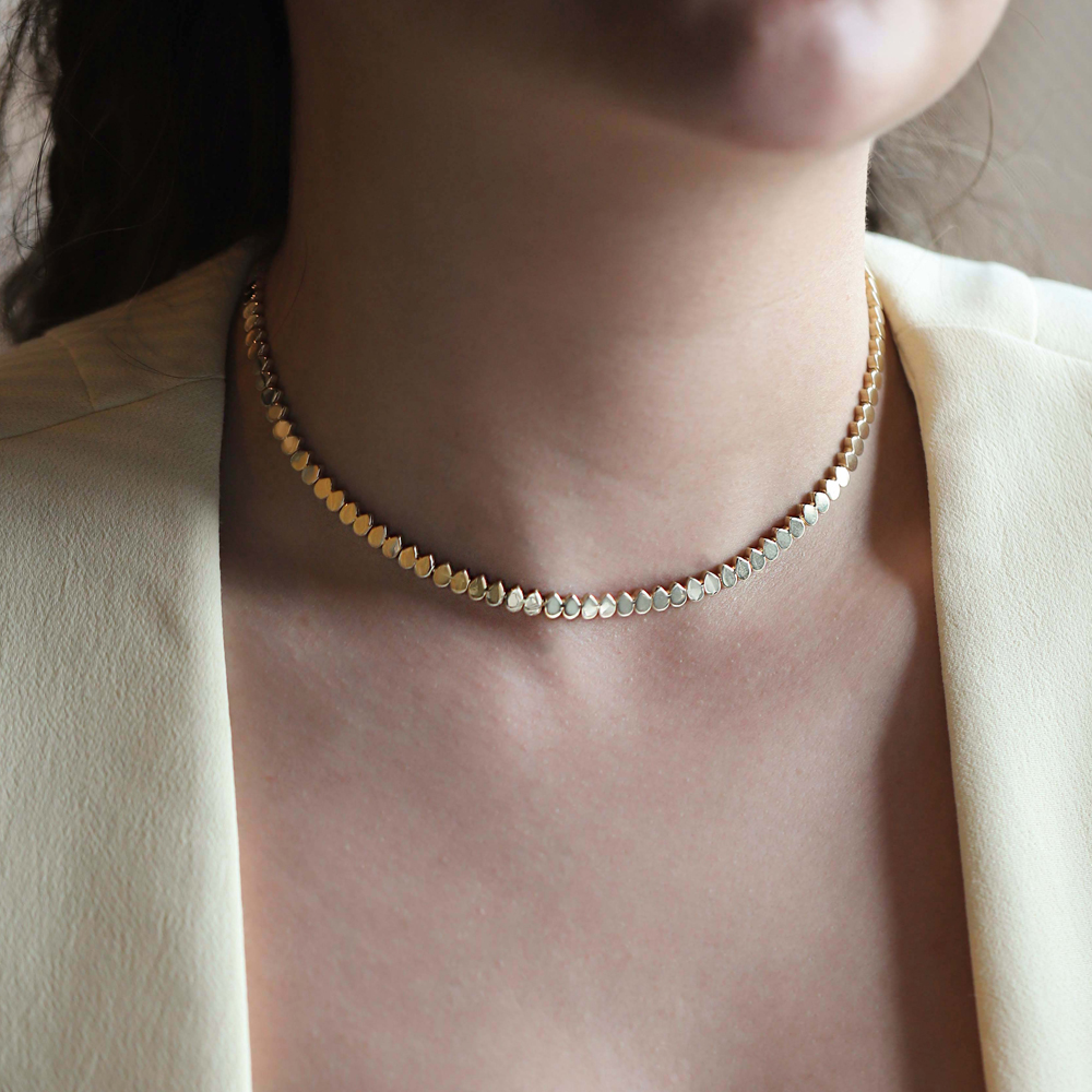 14 Ayar Sarı Altın Geometrik Gerdanlık Kolye