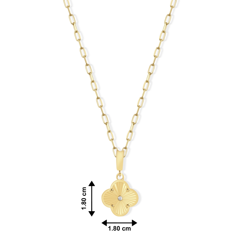 14 Ayar Sarı Altın Yonca Kolye