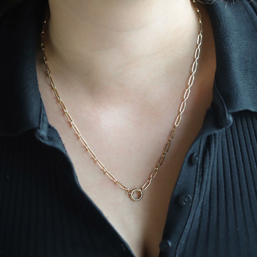 14 Ayar Sarı Altın Ataç Zincir Kolye