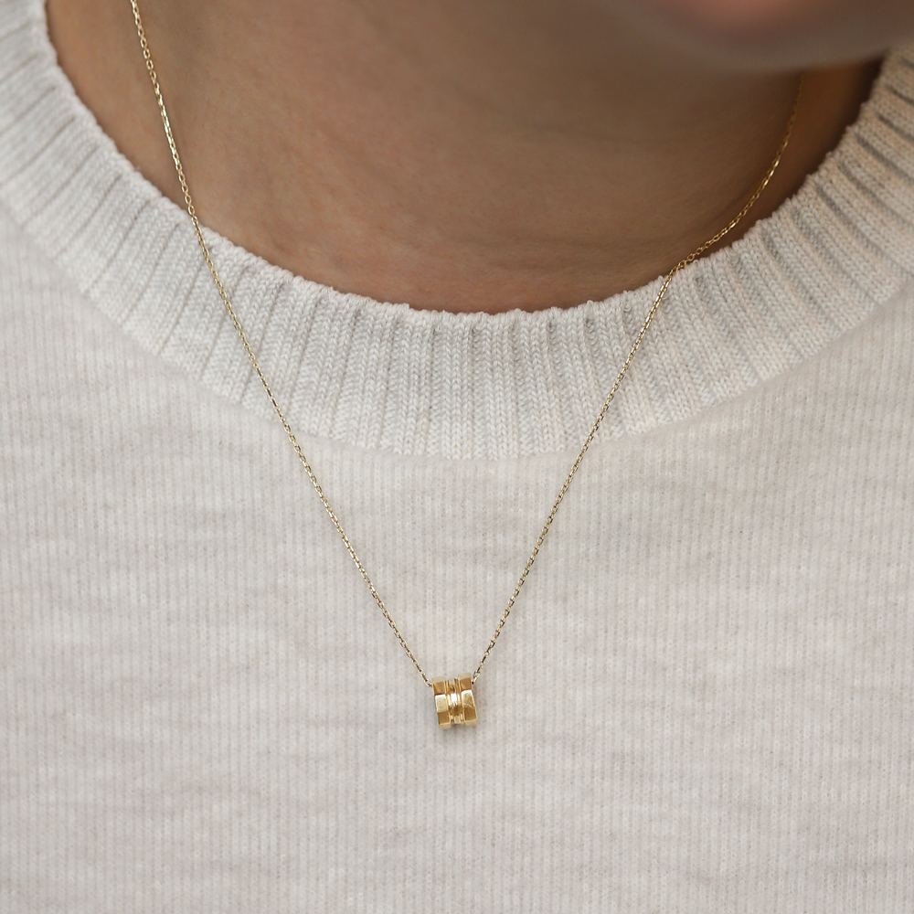 14 Ayar Sarı Altın Silindir Taşsız Kolye