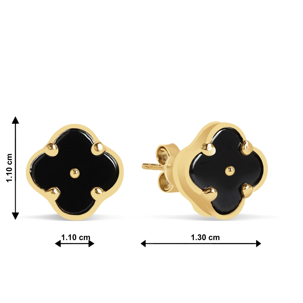 14 Ayar Sarı Altın Yonca Küpe