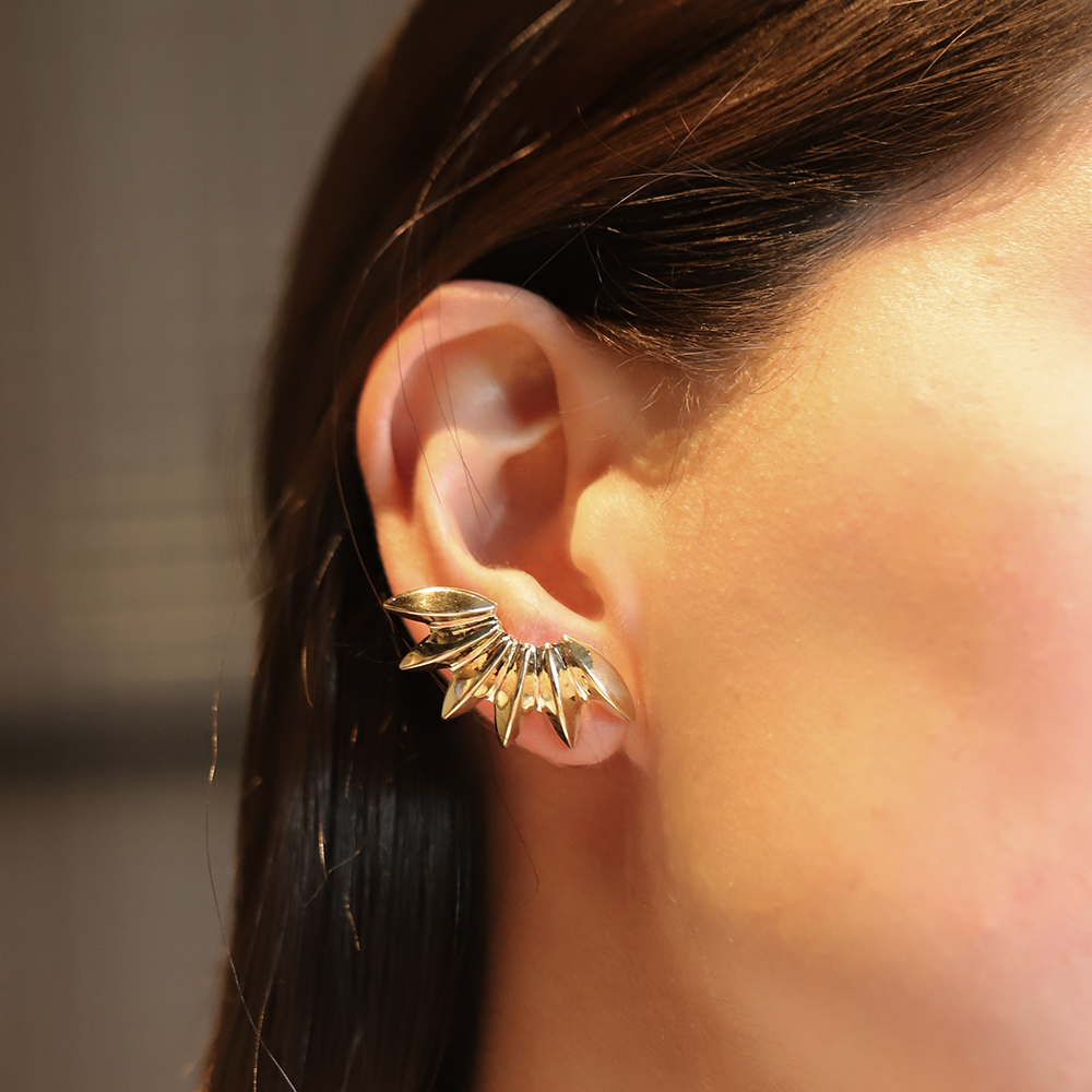 14 Ayar Sarı Altın Güneş Küpe