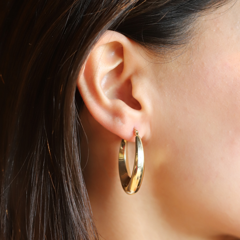 14 Ayar Sarı Altın Halka Küpe