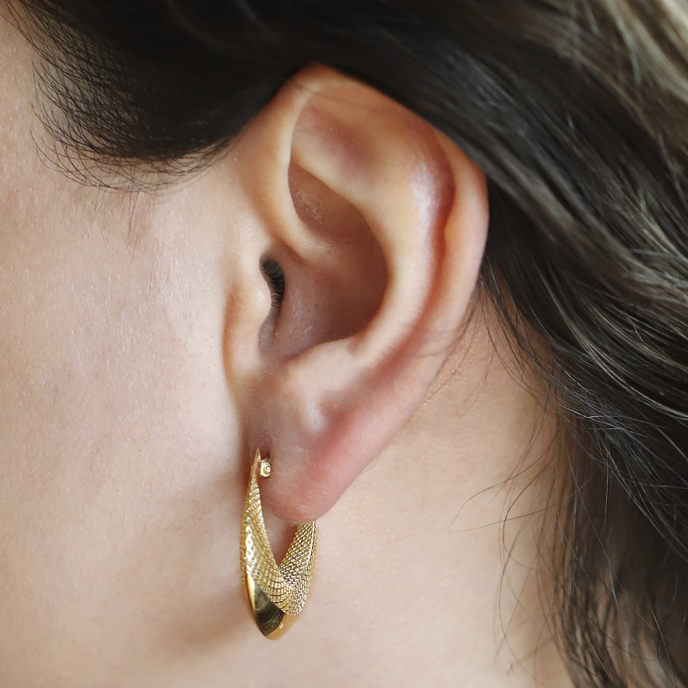 14 Ayar Sarı Altın Halka Küpe