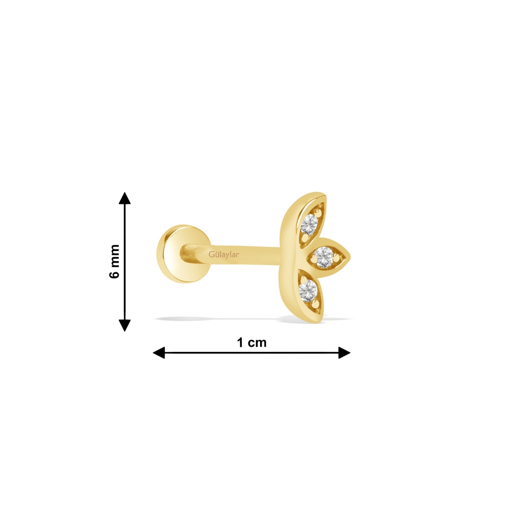 14 Ayar Sarı Altın Lotus Tragus Piercing