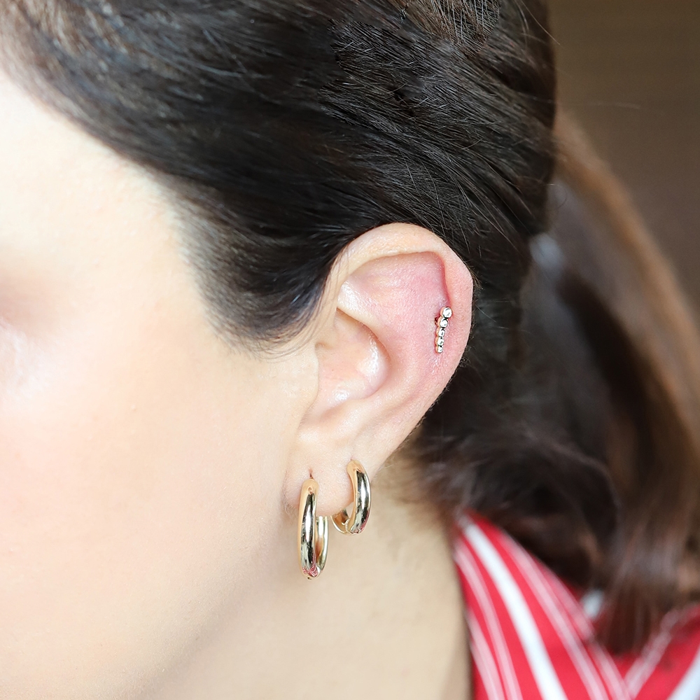 14 Ayar Sarı Altın Taşlı Tragus Piercing