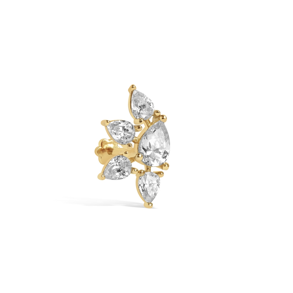 14 Ayar Sarı Altın Taşlı Tragus Piercing