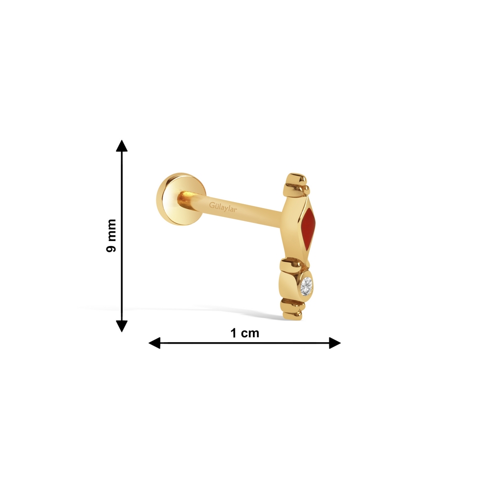 14 Ayar Sarı Altın Mineli Tragus Piercing