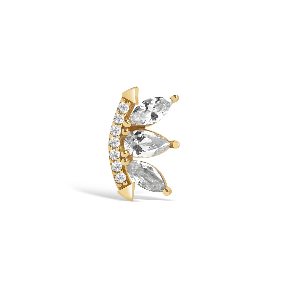 14 Ayar Sarı Altın Taşlı Tragus Piercing