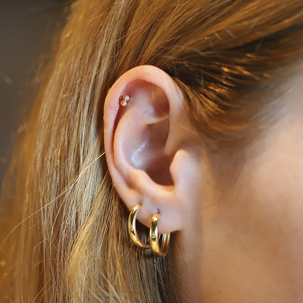 14 Ayar Sarı Altın Top Tragus Piercing