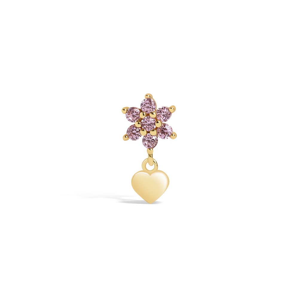 14 Ayar Sarı Altın Trend Renkli Taşlı Piercing