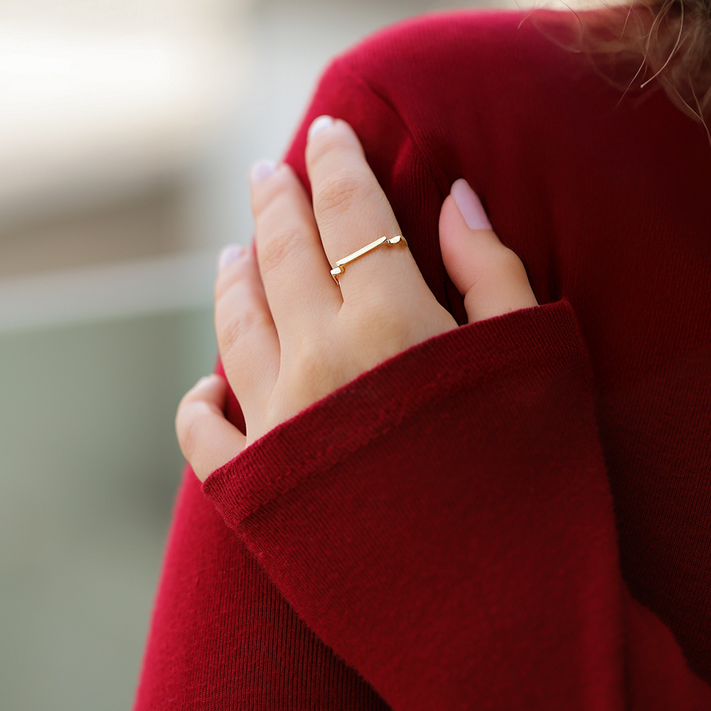 14 Ayar Sarı Altın Minimal Yüzük