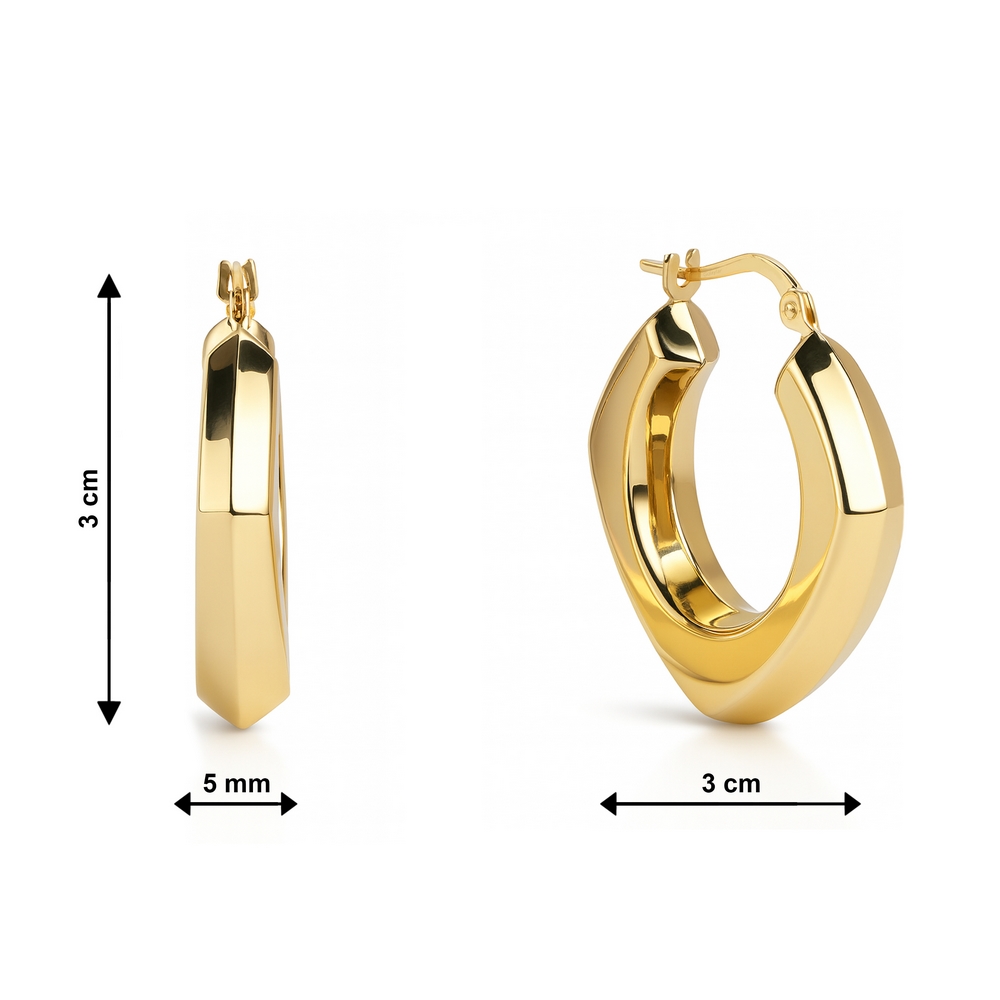 14 Ayar Sarı Altın Üçgen Halka Küpe