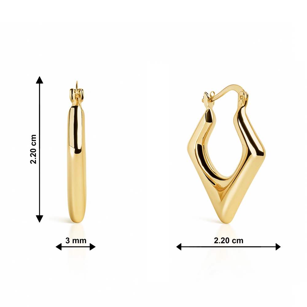 14 Ayar Sarı Altın Üçgen Halka Küpe
