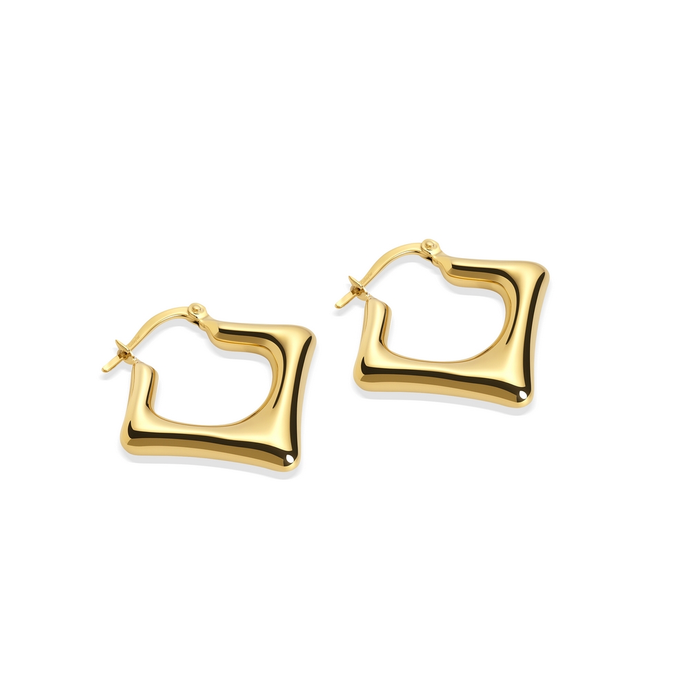 14 Ayar Sarı Altın Üçgen Halka Küpe