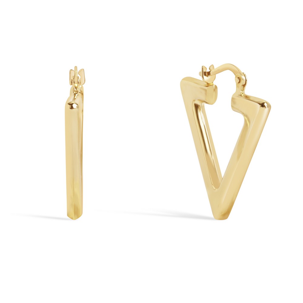 14 Ayar Sarı Altın Üçgen Halka Küpe