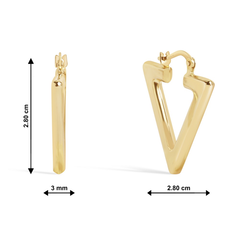 14 Ayar Sarı Altın Üçgen Halka Küpe