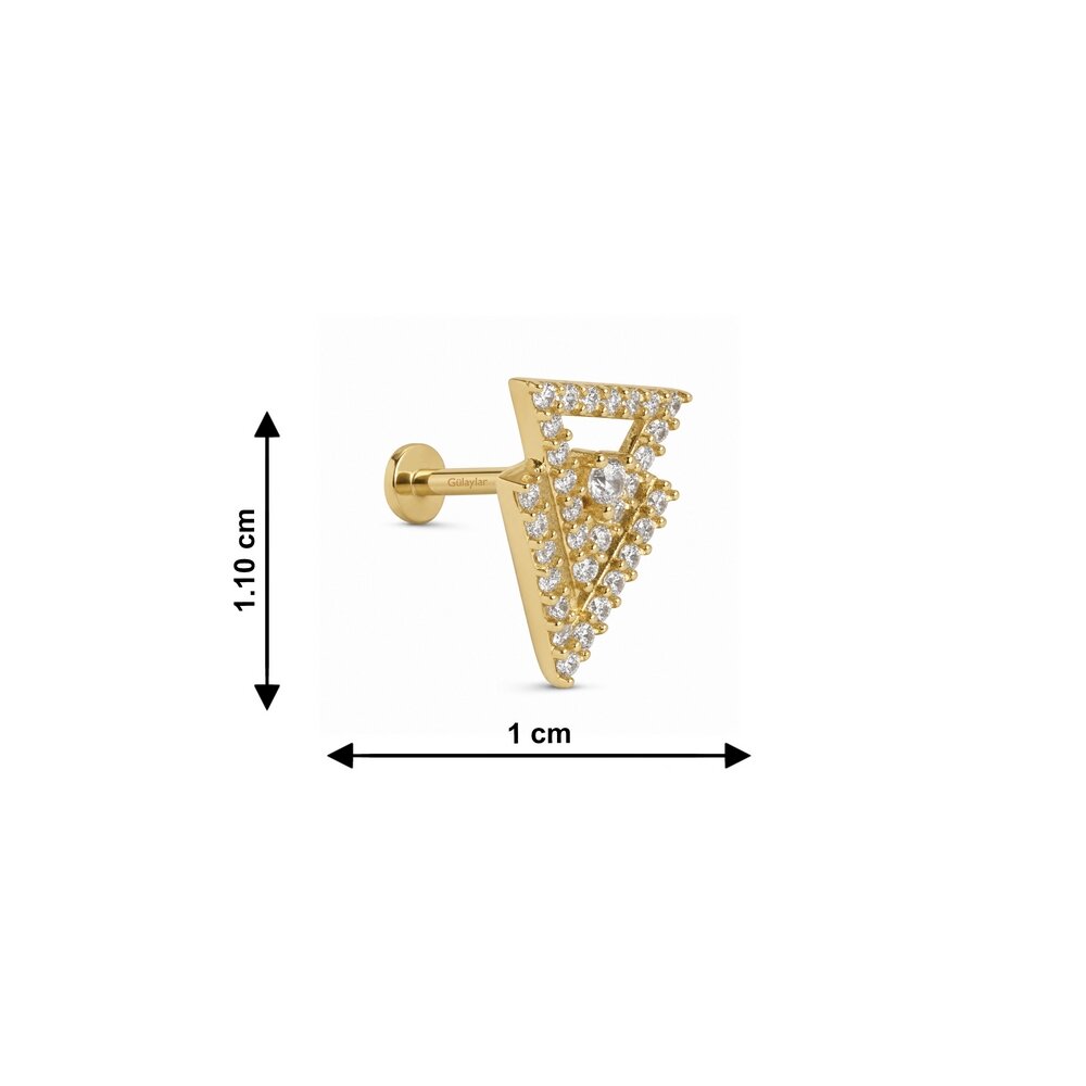 14 Ayar Sarı Altın Üçgen Tragus Piercing