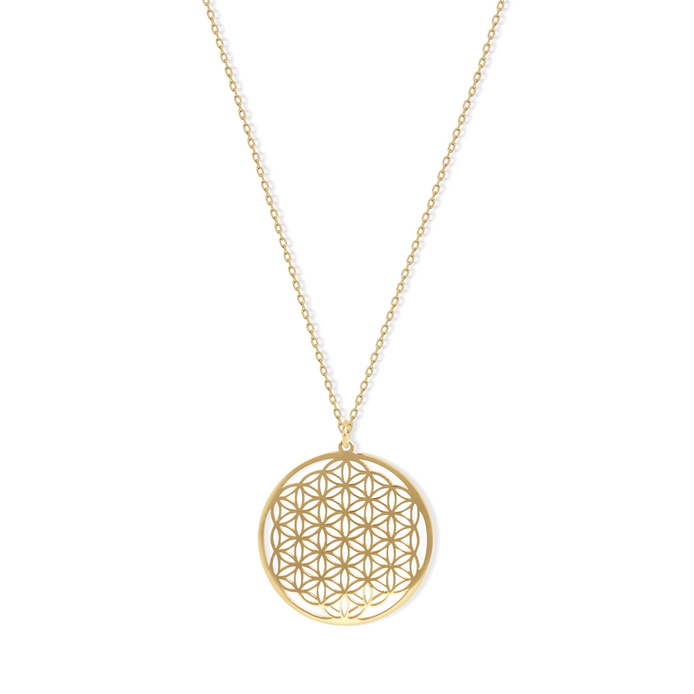 14 Ayar Sarı Altın Yaşam Çiçeği Kolye