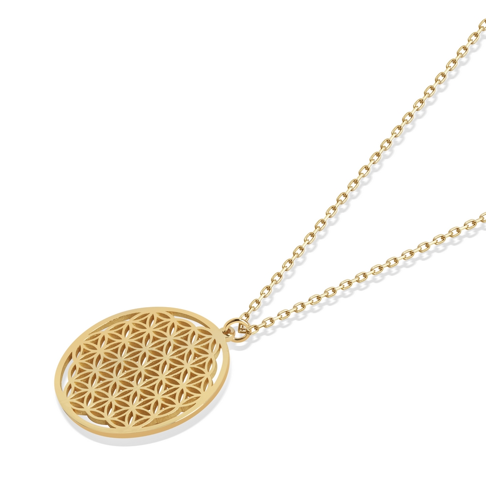 14 Ayar Sarı Altın Yaşam Çiçeği Kolye