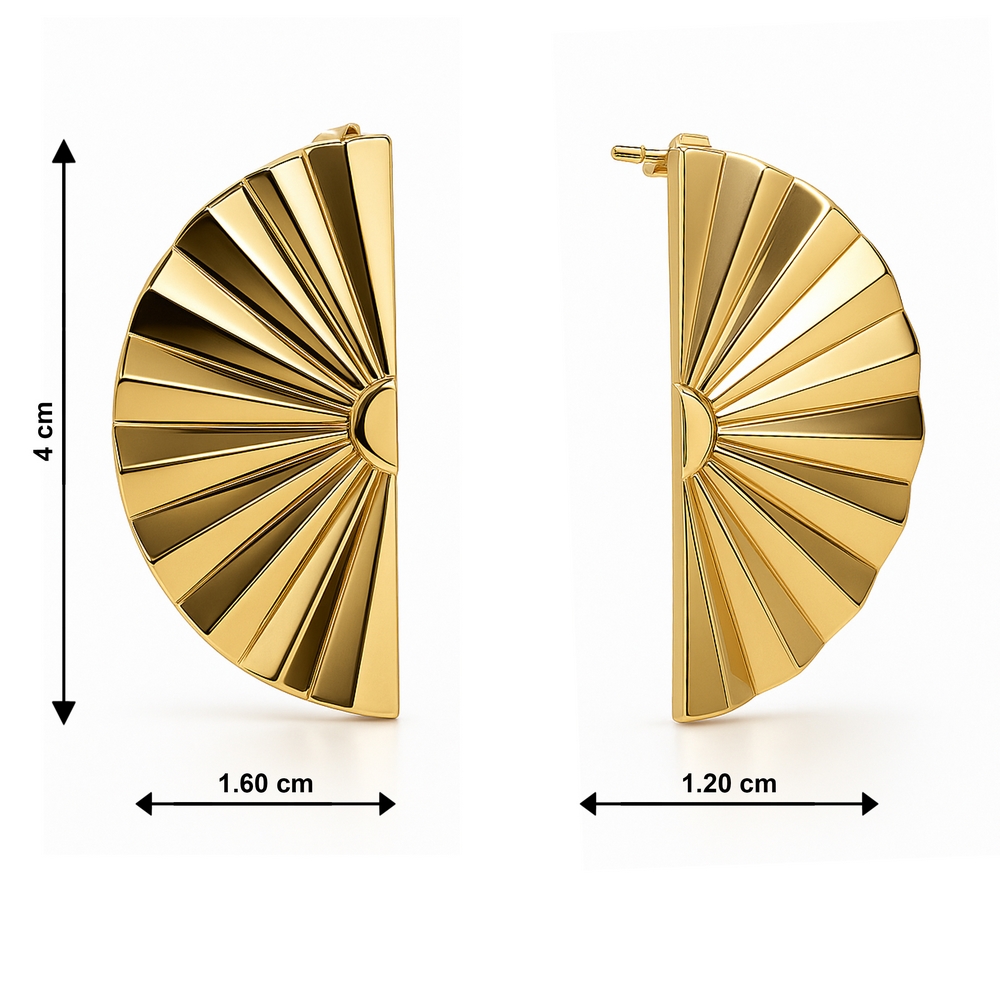 14 Ayar Sarı Altın Yelpaze Figürlü Küpe