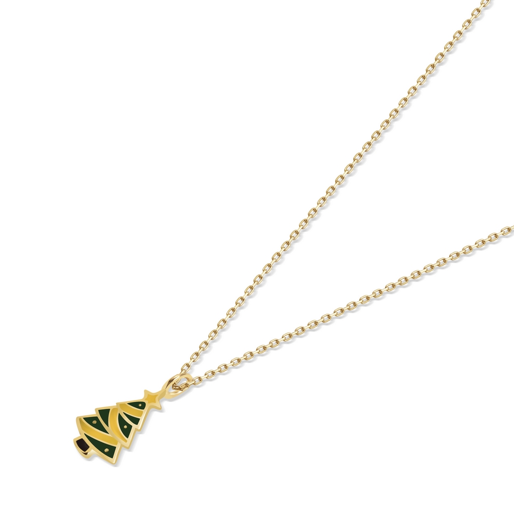 14 Ayar Sarı Altın Yılbaşı Ağacı Kolye