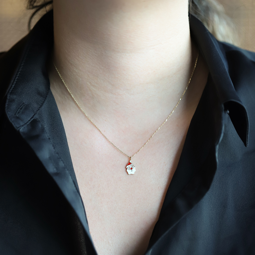 14 Ayar Sarı Altın Yılbaşı Figürlü Kolye