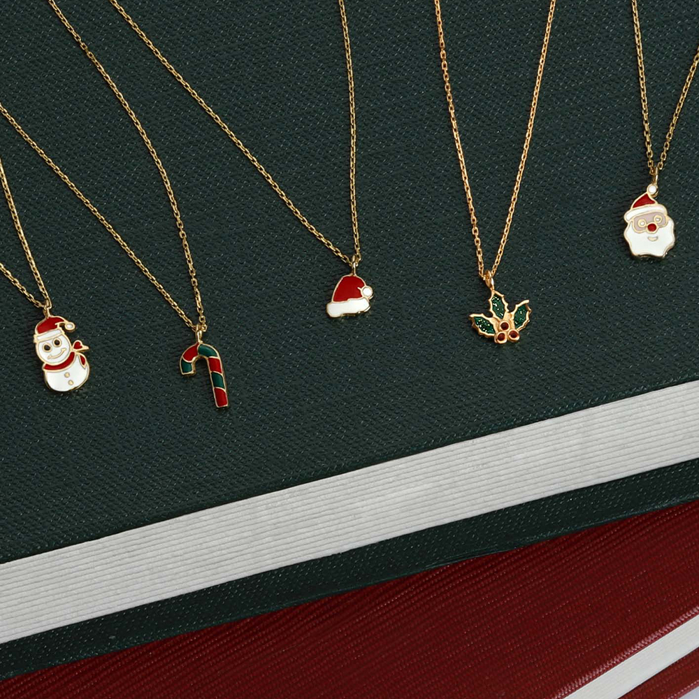 14 Ayar Sarı Altın Yılbaşı Figürlü Kolye