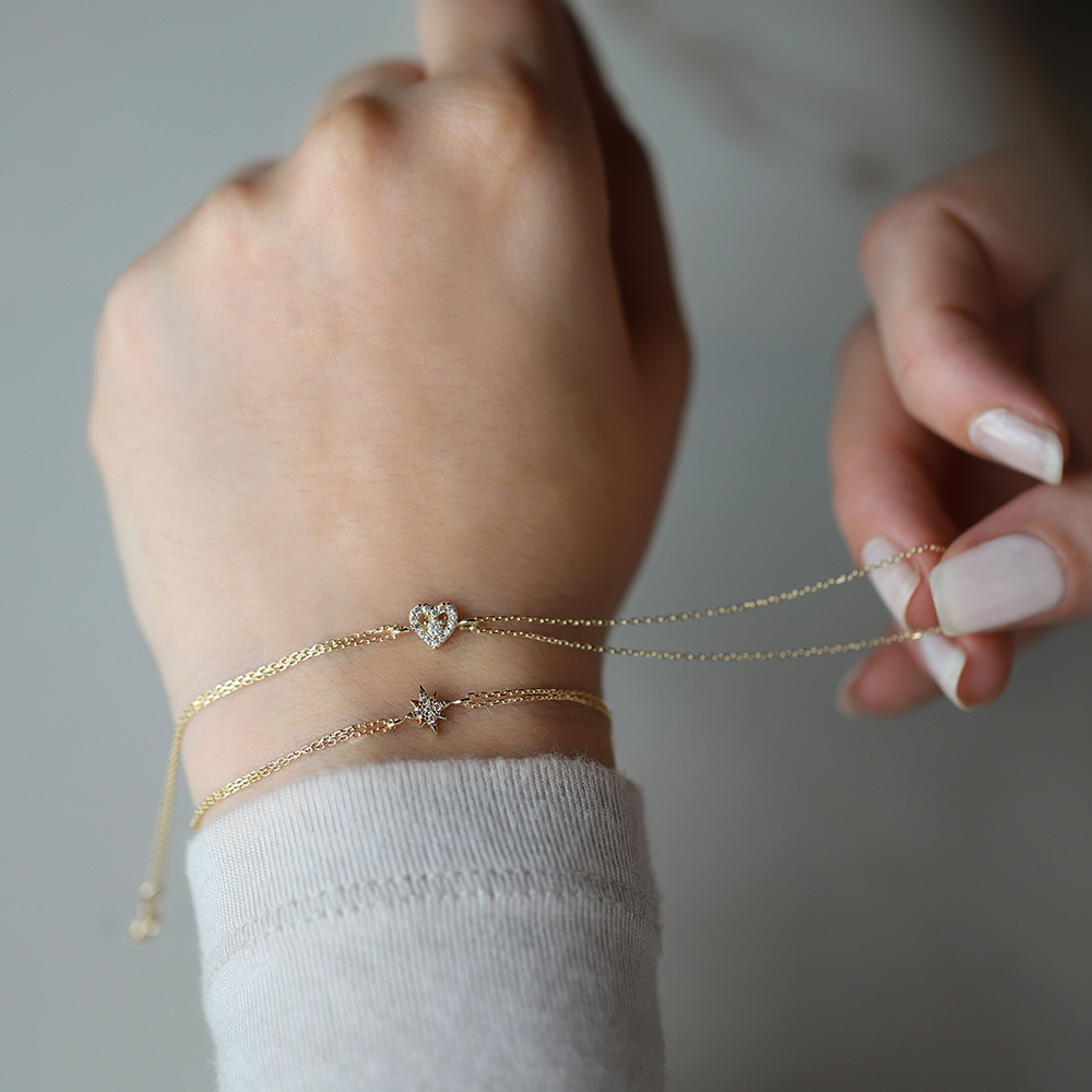 14 Ayar Sarı Altın Kutup Yıldızı Minimal Bileklik
