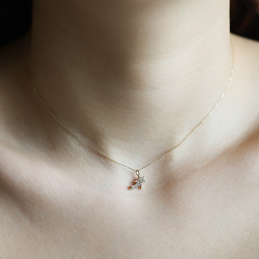 14 Ayar Sarı Altın Minimal Yıldız Kolye