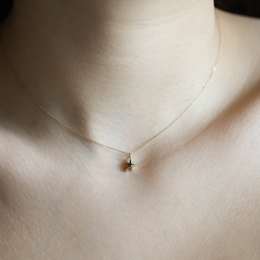 14 Ayar Sarı Altın Minimal Yıldız Kolye