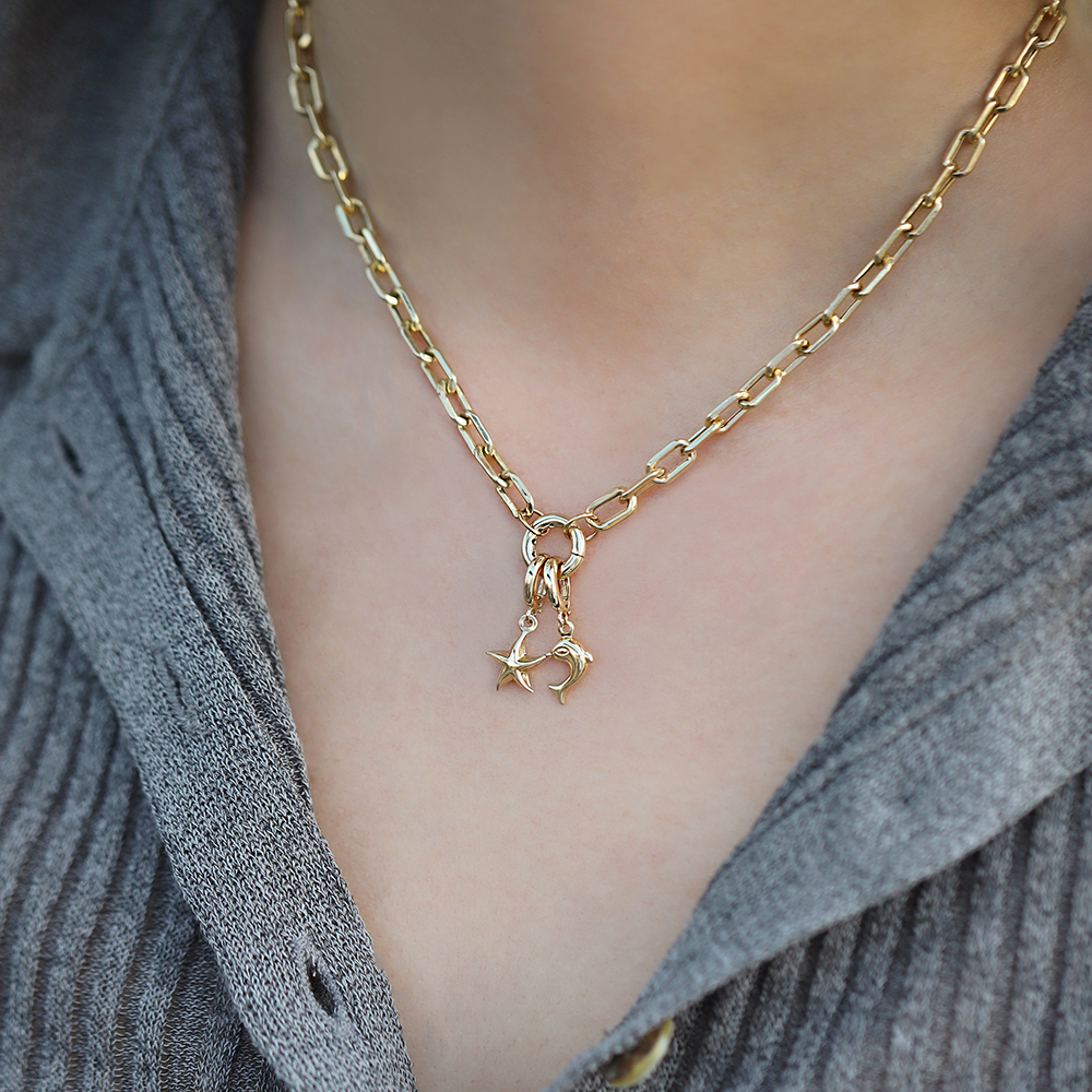 14 Ayar Sarı Altın Deniz Yıldızı Kolye Ucu