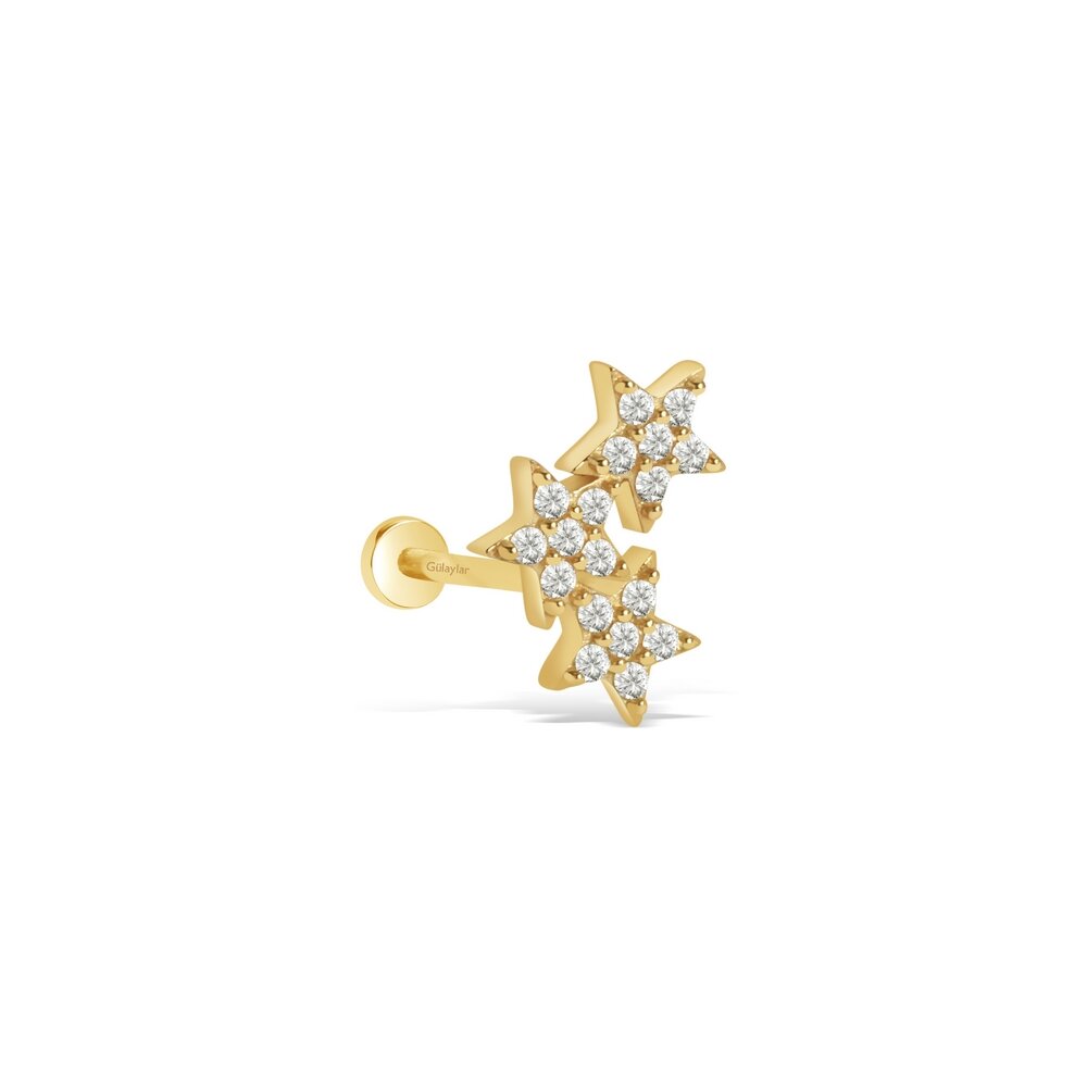 14 Ayar Sarı Altın Yıldız Tragus Piercing