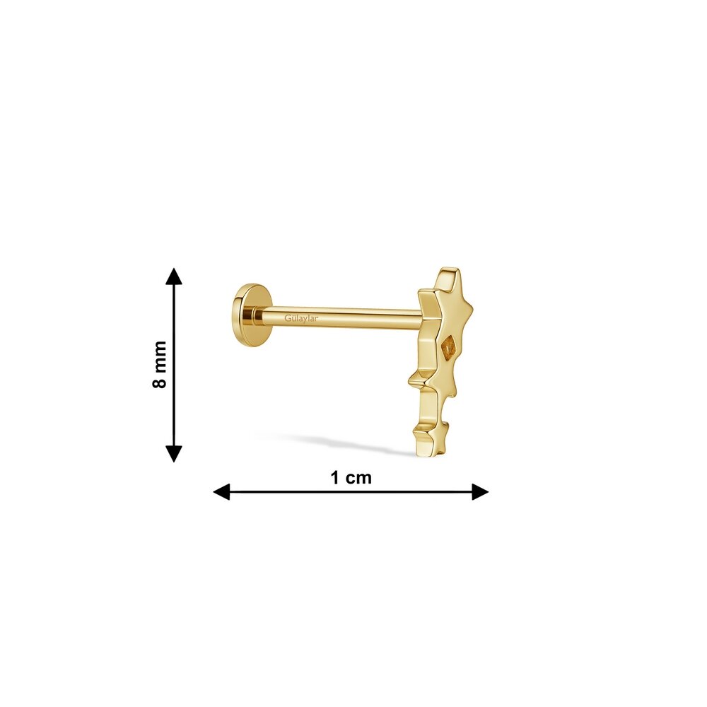 14 Ayar Sarı Altın Yıldız Tragus Piercing