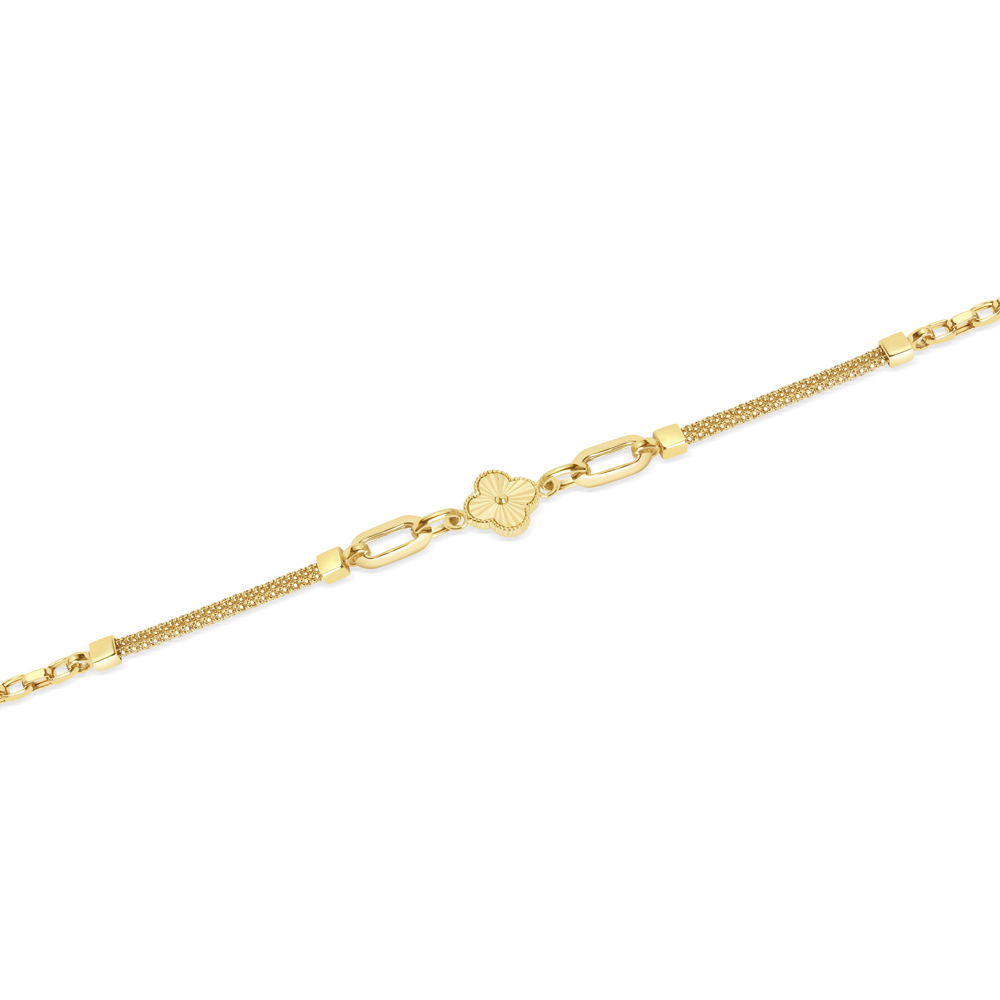 14 Ayar Sarı Altın Yonca Balık Sırtı Bileklik