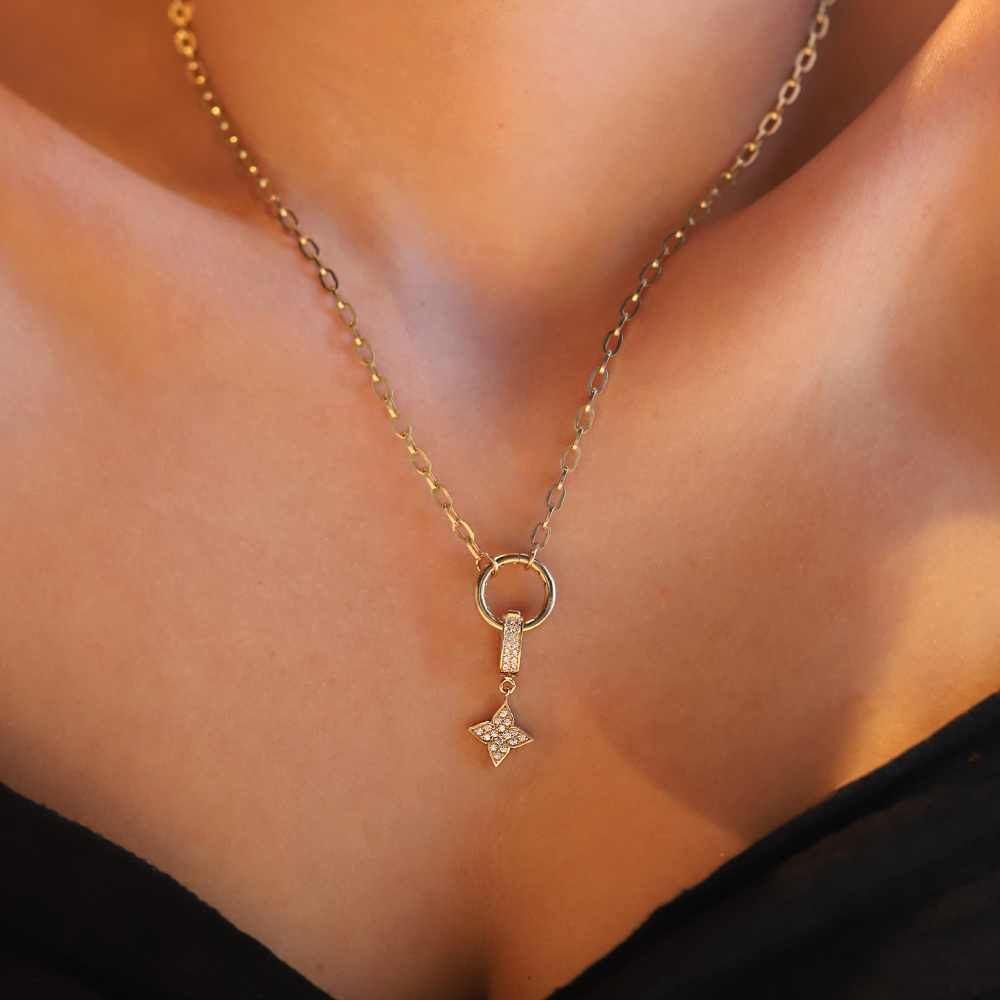 14 Ayar Sarı Altın Yonca Figürlü Kolye Ucu