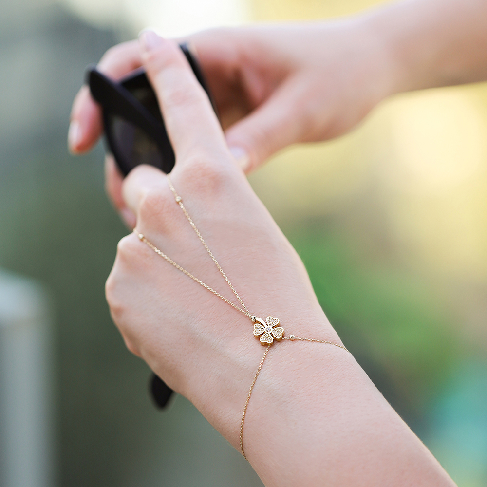 14 Ayar Sarı Altın Yonca Figürlü Şahmeran