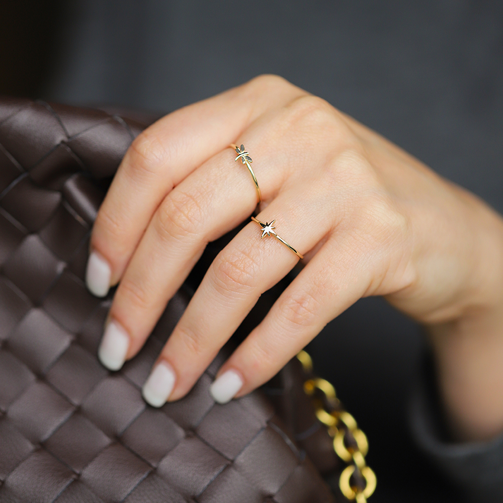 14 Ayar Sarı Altın Yusufcuk Minimal Yüzük