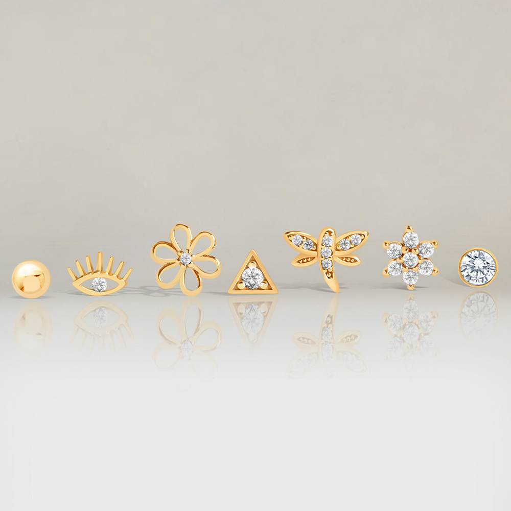 14 Ayar Sarı Altın Tragus Piercing