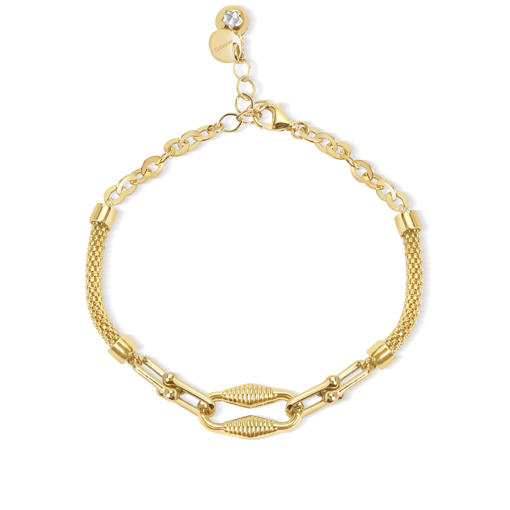 14 Ayar Sarı Altın Gemici Kilitli Zincir Bileklik