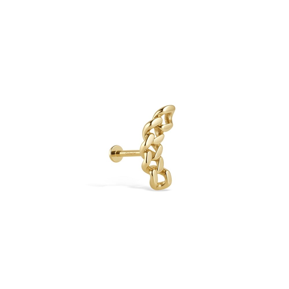 14 Ayar Sarı Altın Zincir Tragus Piercing