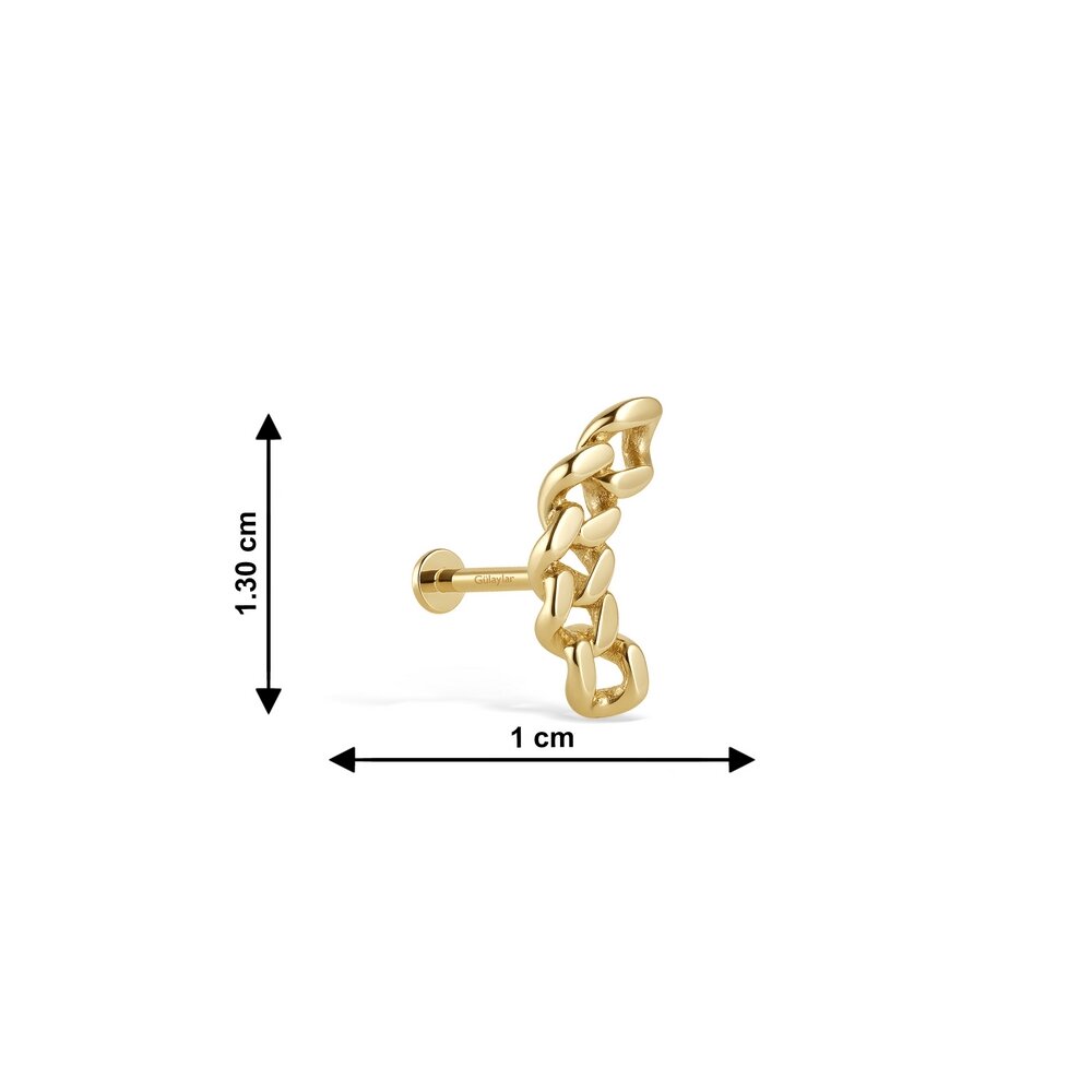14 Ayar Sarı Altın Zincir Tragus Piercing