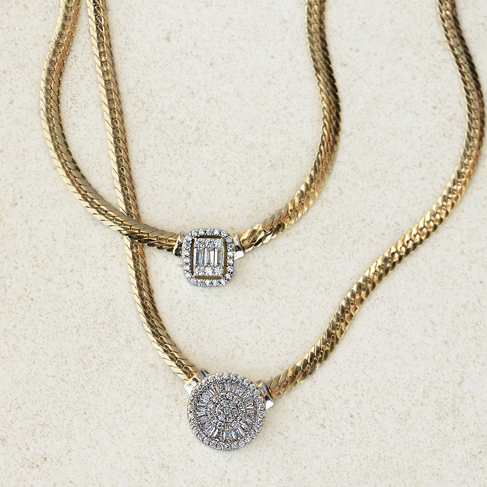 14 Ayar Sarı-Beyaz Altın Balık Sırtı Kolye