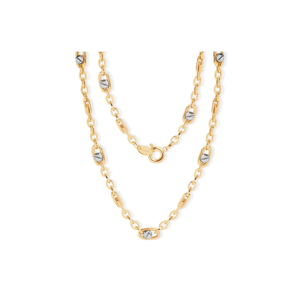 14 Ayar Sarı-Beyaz Altın Erkek Zincir