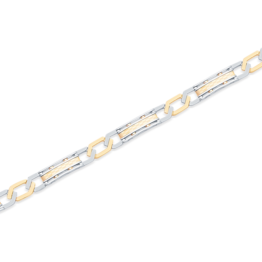 14 Ayar Sarı-Beyaz Altın Erkek Bileklik