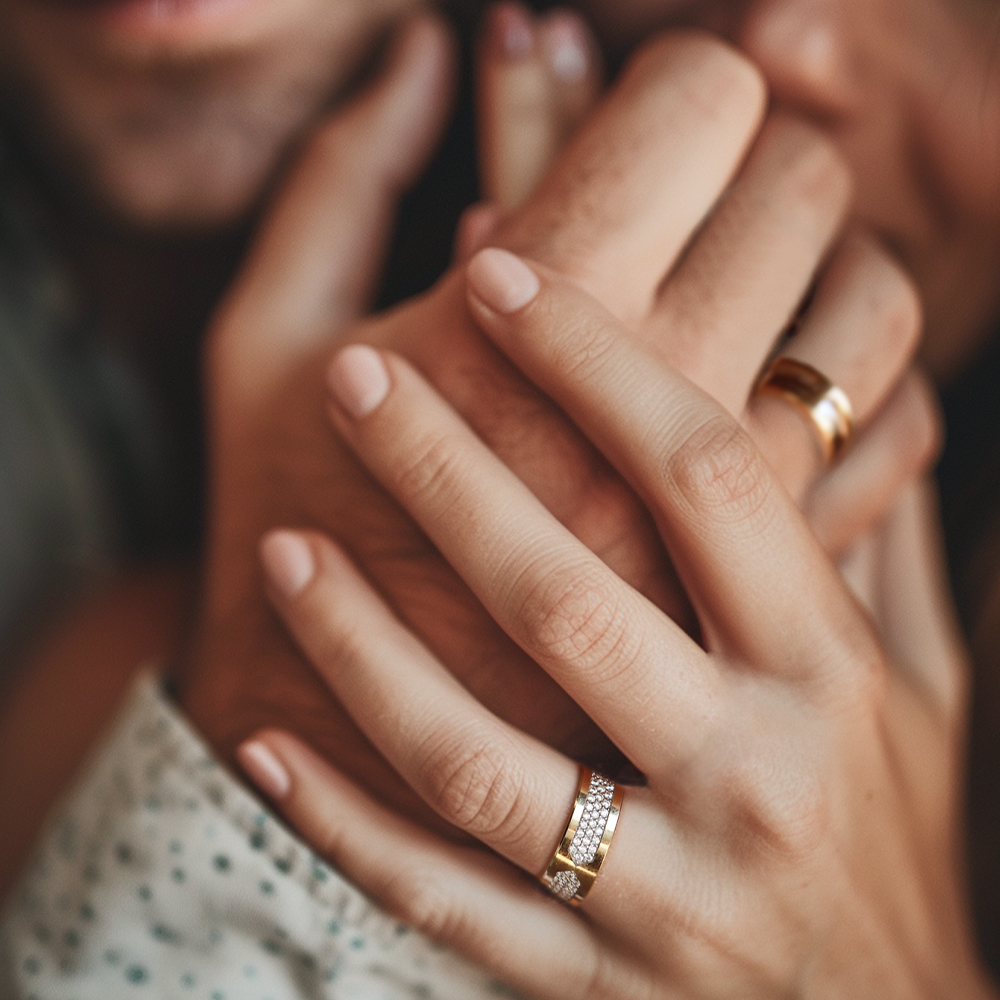 14 Ayar Sarı-Beyaz Altın Modern Alyans