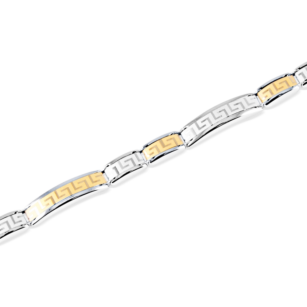 14 Ayar Sarı-Beyaz Altın Erkek Bileklik